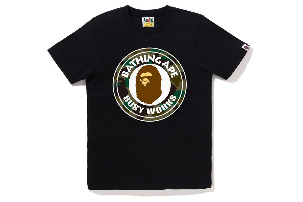 PROMO BAPE Busy Works Green Camo Brown Ape Tee Black