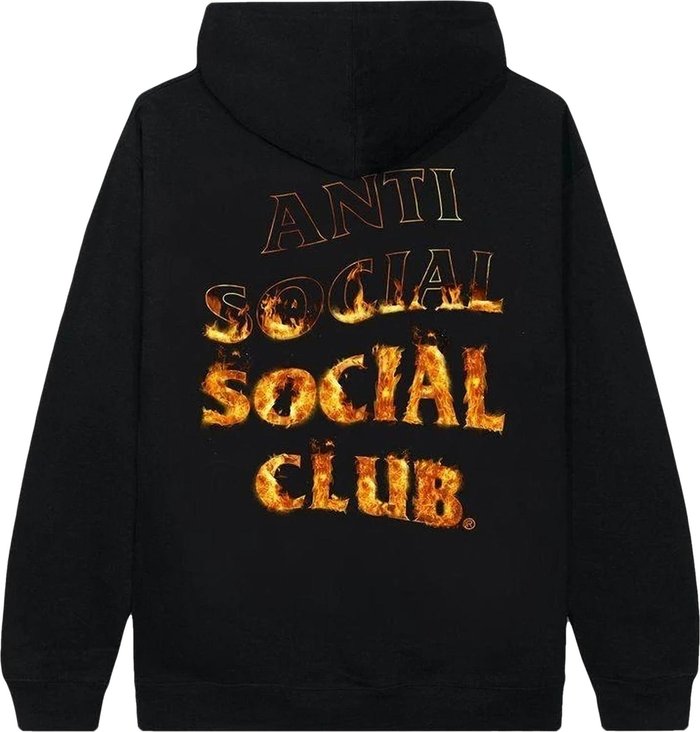 Anti Social Social Club A Fire Inside Flame Hoodie Black