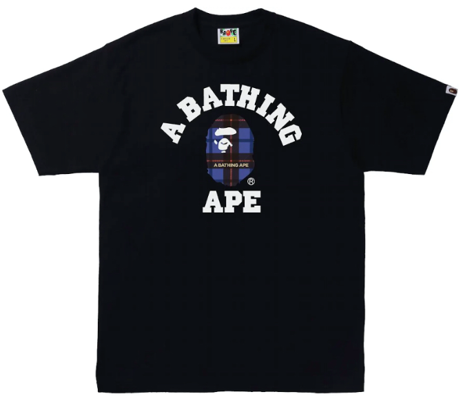 PROMO BAPE Abc College Blue Checkerboard Tee Black