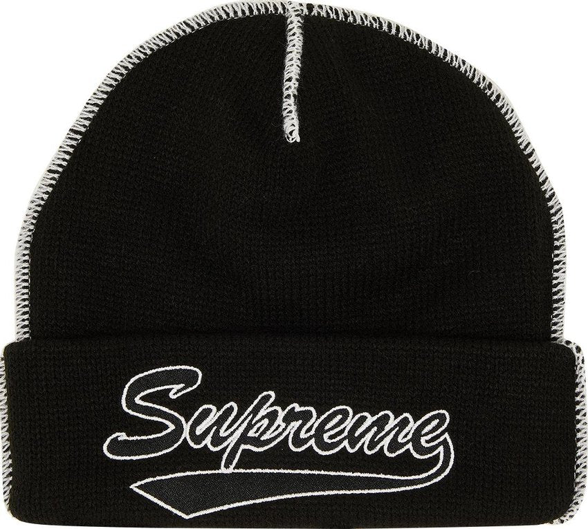 Supreme Contrast Stitch Beanie (FW22) Black