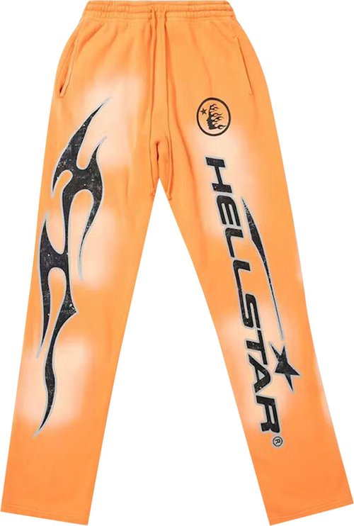 PROMO Hellstar Fire Orange Flare Bottom Sweatpants Orange Dye