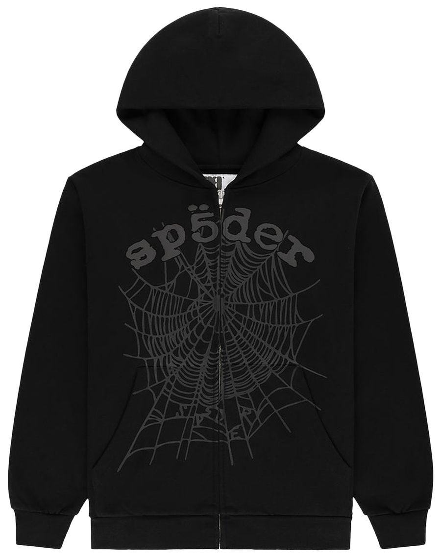 Sp5der OG Web V2 Phantom Zip Up Hoodie Black
