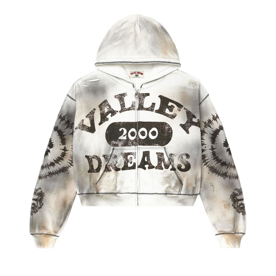 Vale Forever Spiral Zip Up Hoodie 'Dark White'