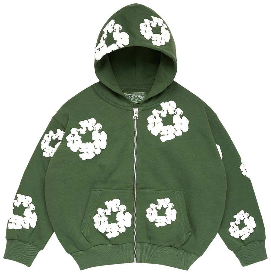 Denim Tears Cotton Wreath Zip Hoodie Green