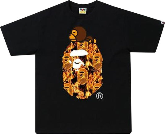 Black Friday BAPE Big Head Fire Milo On Head Tee Black