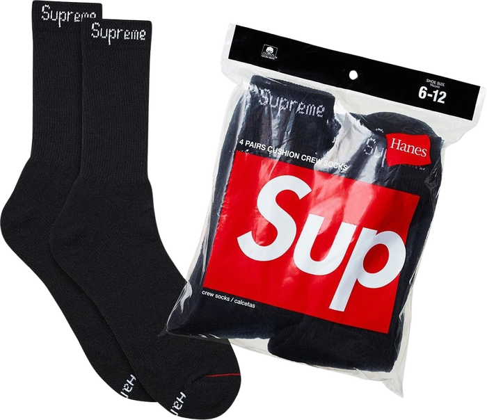 Supreme Hanes Socks (4 Pack) Black