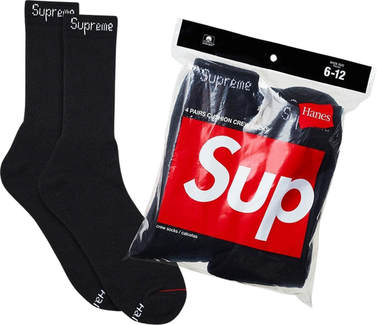 Supreme Hanes Socks (4 Pack) Black