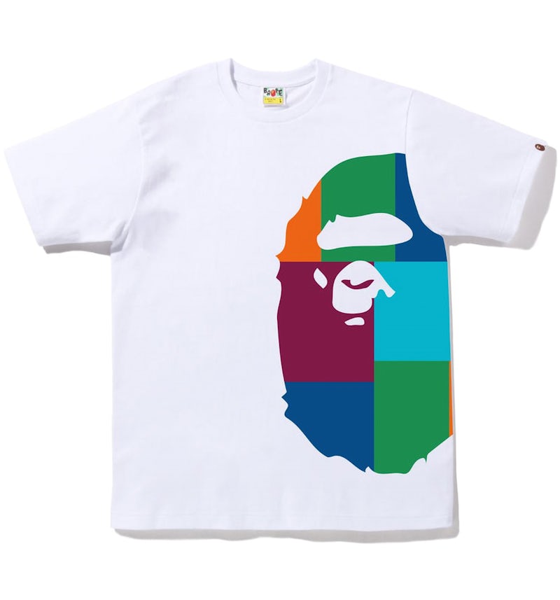 BAPE Color Block Side Big Ape Head Tee White