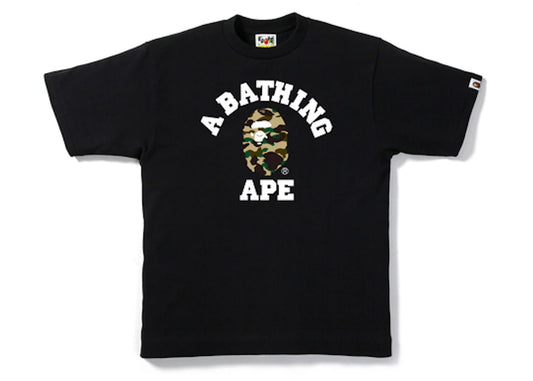 PROMO BAPE Abc College Beige Green Camo Tee Black