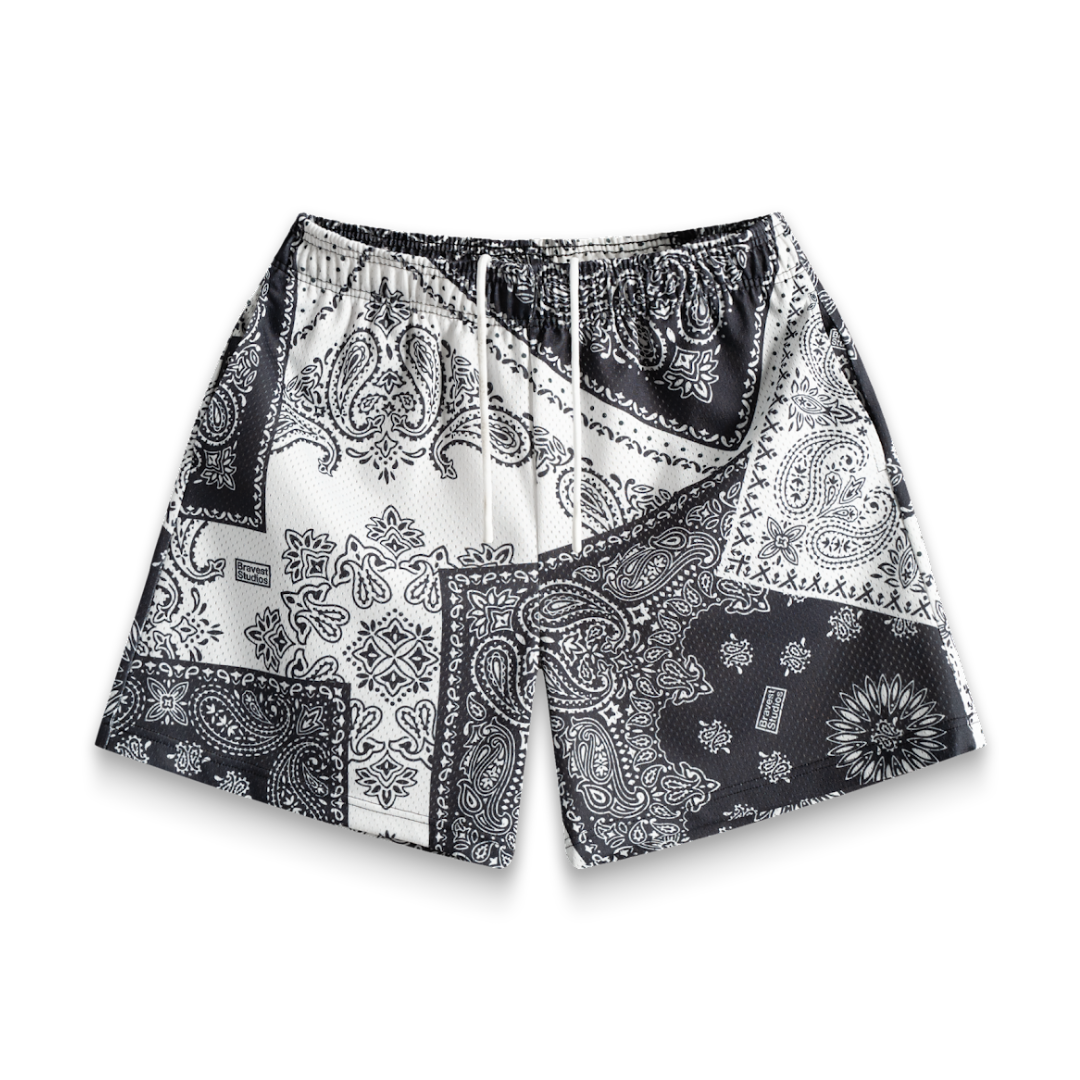 Black Friday Bravest Studios Black & White Paisley Shorts