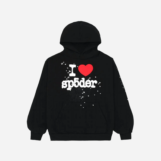 Sp5der I Heart SP5 Souvenir Hoodie Black